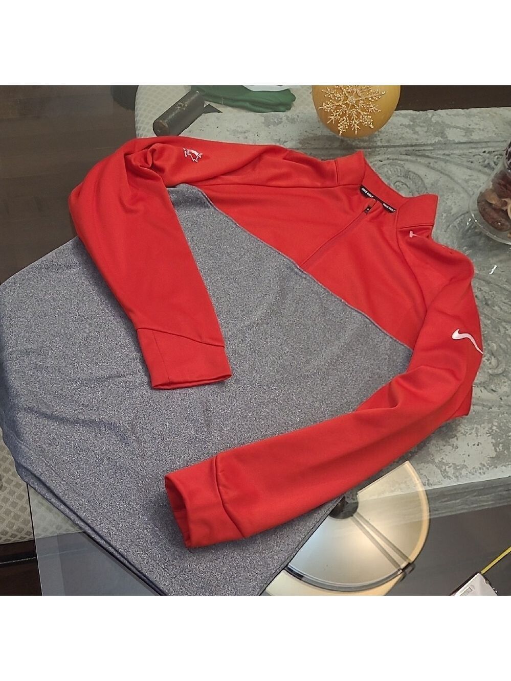 Nike Men's Hockey Canada 1/4 Zip Red and Gray Fleece Pullover Jacket  Medium